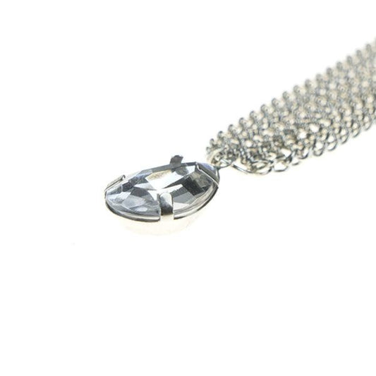 Haarketting zilverkleurig facetsteen transparant