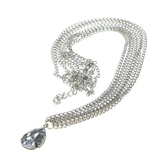 Haarketting zilverkleurig facetsteen transparant