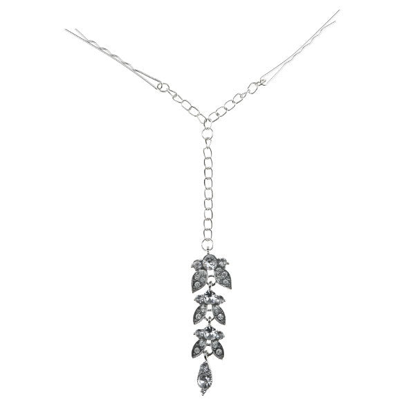 Haarketting zilverkleurig haarschuifjes bladeren