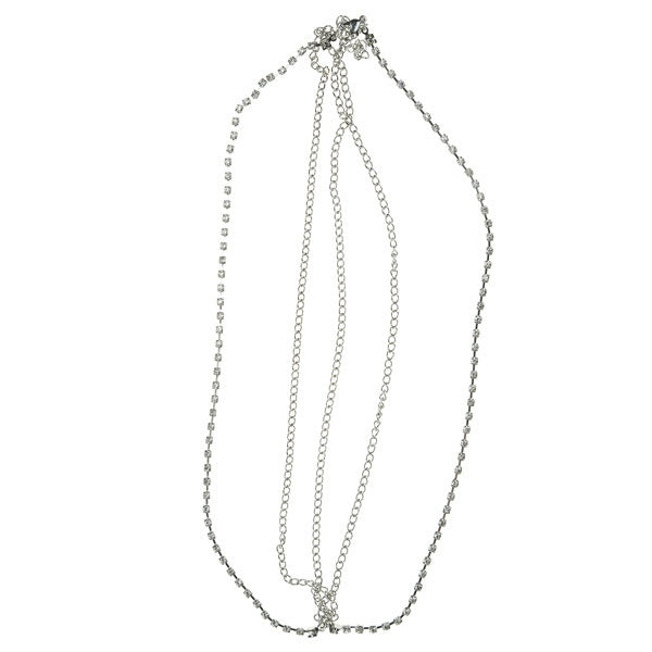 Haarketting zilverkleurig strass steentjes vierkant