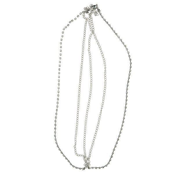 Haarketting zilverkleurig strass steentjes vierkant