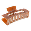Haarklem rechthoek basic glans large bruin/rood