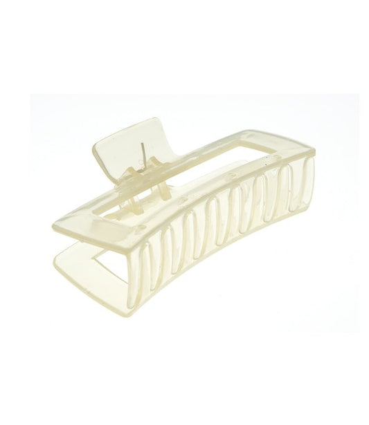 Haarklem rechthoek basic glans large crèmekleurig voor lang en dik haar.