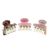 Roze haarklemmetjes met bloem en glitter 3 stuks