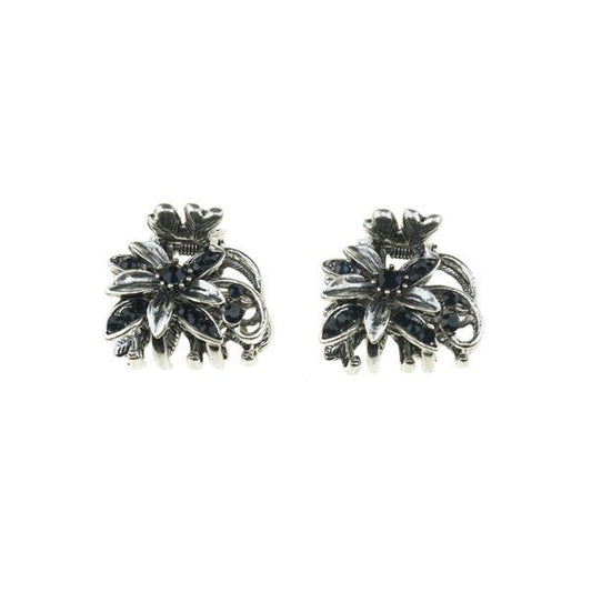 Haarklemmetjes grote bloem zilverkleurig voor dun haar.