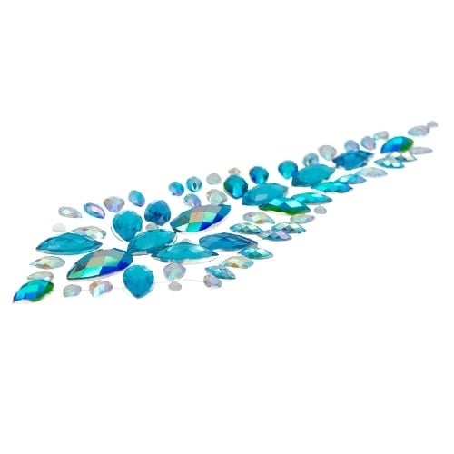 Haarkristallen sticker 60 stuks parelmoer/blauw