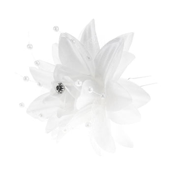 Haarpin lelie in de kleur wit met strass steentje en parels