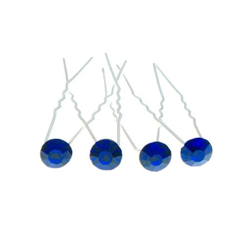Haarpinnen met facetsteen in de kleur blauw 4 stuks
