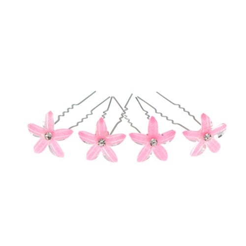 Haarpinnen sterbloem glitter roze 4 stuks