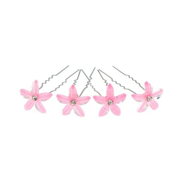 Haarpinnen sterbloem glitter roze 4 stuks