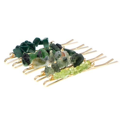 Haarschuifjes groene stenen 5 stuks