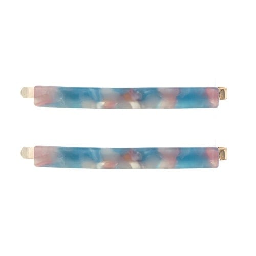 Haarschuifjes marmer blauw roze