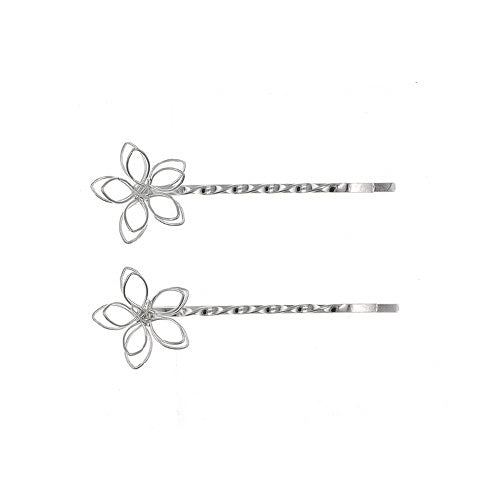 Zilverkleurige haarschuifjes met bloem