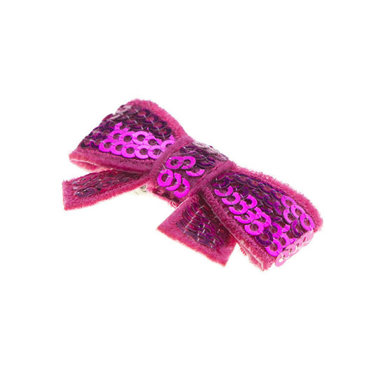 Haarstrikje klein pailletten in de kleur fuchsia