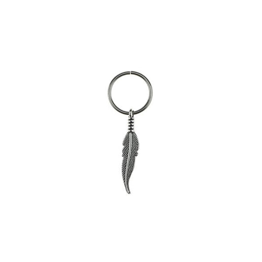 Hair ring met bedel veer zilverkleurig