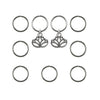 Hair rings 9 stuks met 2 bedels lotus zilverkleurig