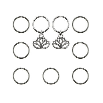 Hair rings 9 stuks met 2 bedels lotus zilverkleurig