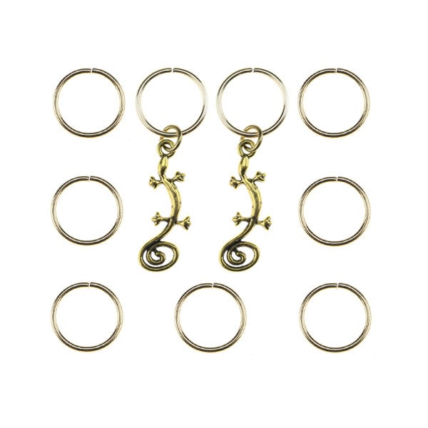 Hair rings 9 stuks met 2 bedels salamander goudkleurig