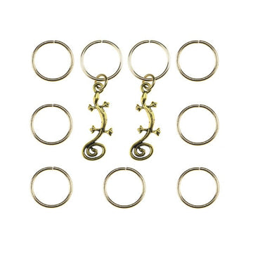 Hair rings 9 stuks met 2 bedels salamander goudkleurig