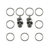 Hair rings 9 stuks met 2 bedels skull zilverkleurig