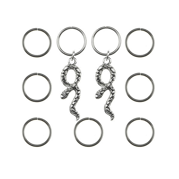 Hair rings 9 stuks met 2 bedels slang zilverkleurig