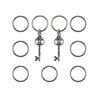 Hair rings 9 stuks met 2 bedels sleutel zilverkleurig