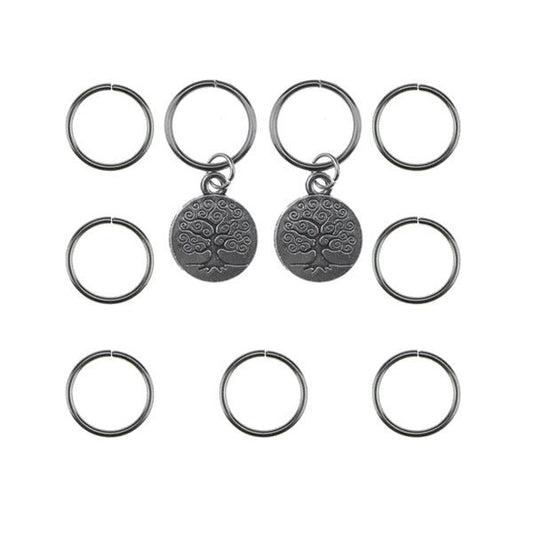 Hair rings 9 stuks met 2 bedels tree of life