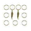 Hair rings 9 stuks met 2 bedels veer goudkleurig