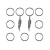 Hair rings 9 stuks met 2 bedels veer zilverkleurig