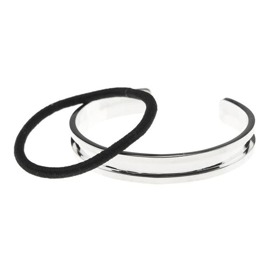 Luxe armband met haarelastiek zilverkleurig