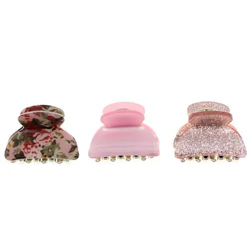Roze haarklemmetjes met bloem en glitter voor dun haar.