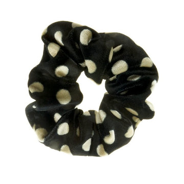 Scrunchie zwart crèmekleurig polkadot