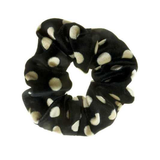 Scrunchie zwart crèmekleurig polkadot