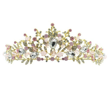 Tiara goudkleurig roze tinten