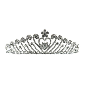 Tiara met hart zilverkleurig