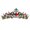 Tiara sierlijke vormen goudkleurig rood