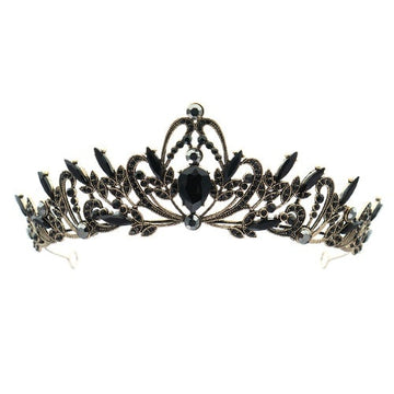 Tiara sierlijke vormen goudkleurig zwart