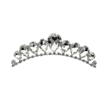 Tiara zilverkleurig mini met haarkam facet