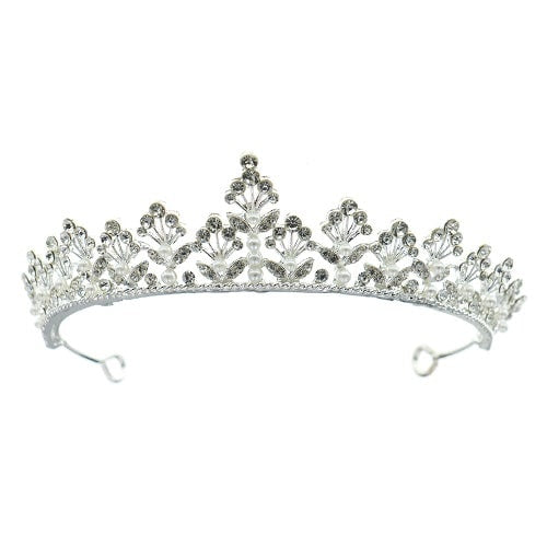 Tiara zilverkleurig parelpracht