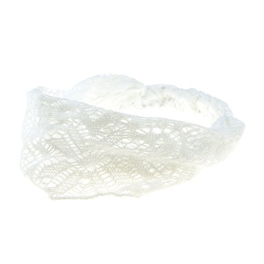 Witte haarband met kant elastisch