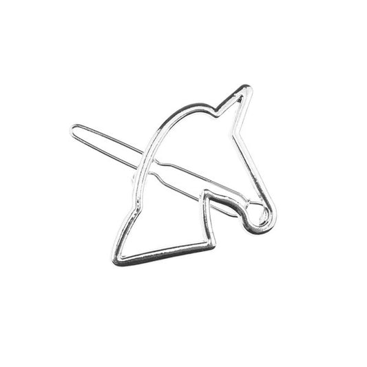 Zilverkleurige haarclip met paardenhoofd
